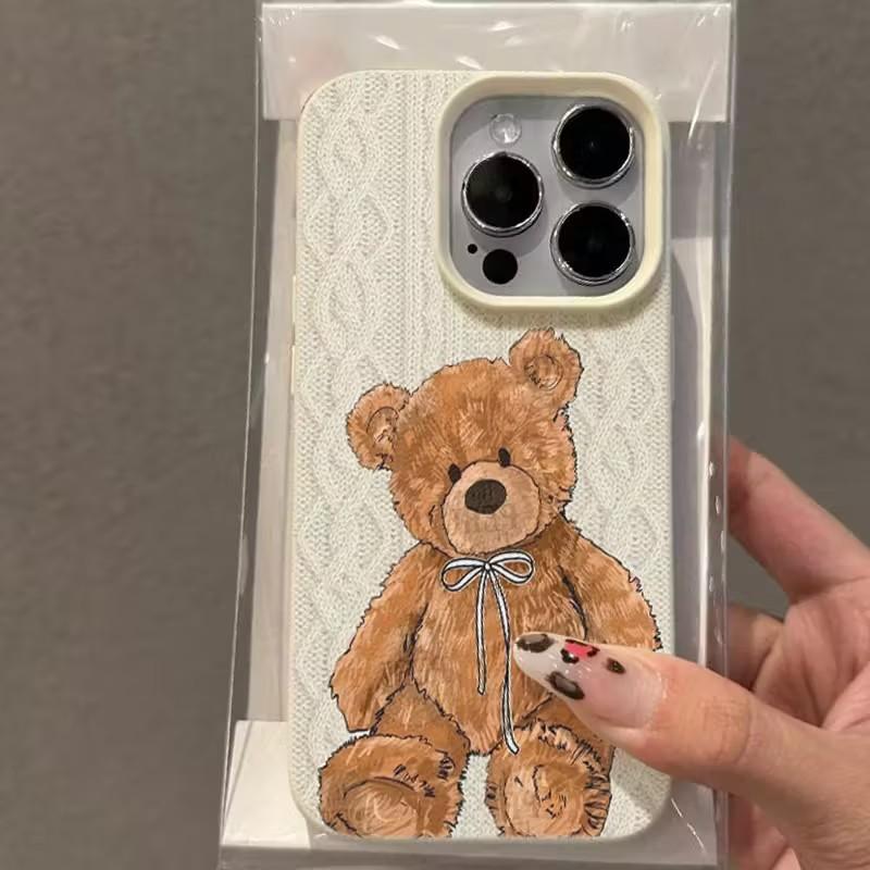 

Cute Touch Butt Bear Pattern Phone Case For iPhone 11 12 13 14 15 16 17 Pro Max XS X XR 16 Plus 17 Air Soft Silicone Cover iPhone 13