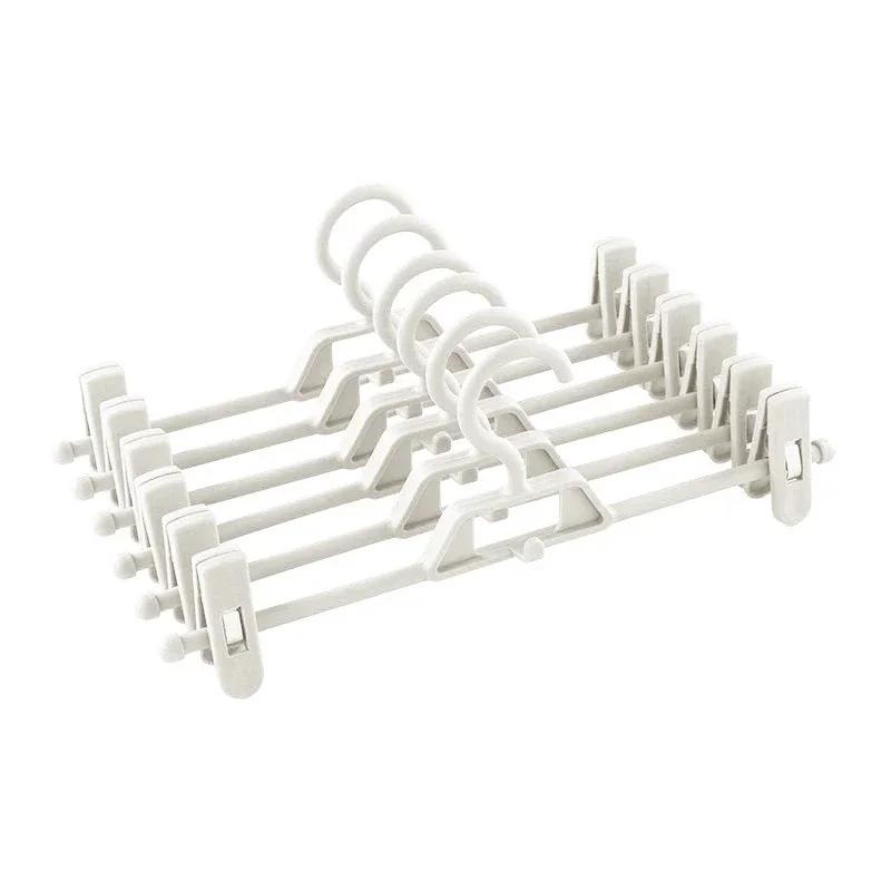 3/6PCS Attachable Pants Skirts Hanger with Non-slip Clips Clothes Drying Rack Wardrobe Space-saving Storage Organizer