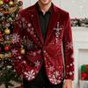 Men's Printing Corduroy Warm Pocket Suit Jacket Cardigan Men's Casual Suit