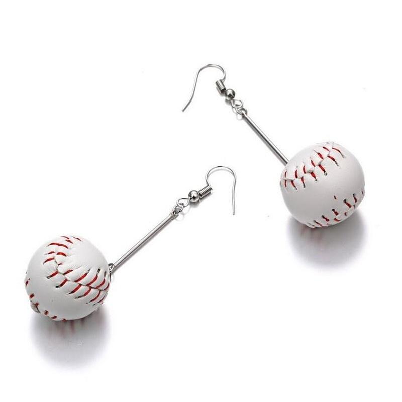 1 pár legračních sportovních střapců náušnice Baseballové náušnice dlouhé visací náušnice pro ženy dívka