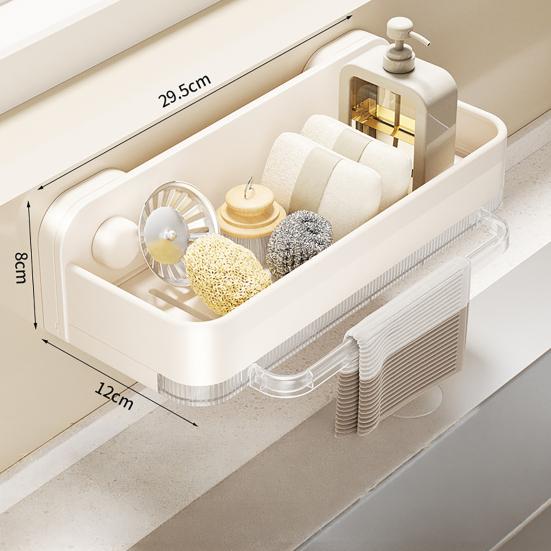 Küchenregal mit Saugnäpfen Spülbecken-Organizer mit Abtropfschale Handtuchhalter Multifunktionales Langlebiges Regal für Küche Badezimmer