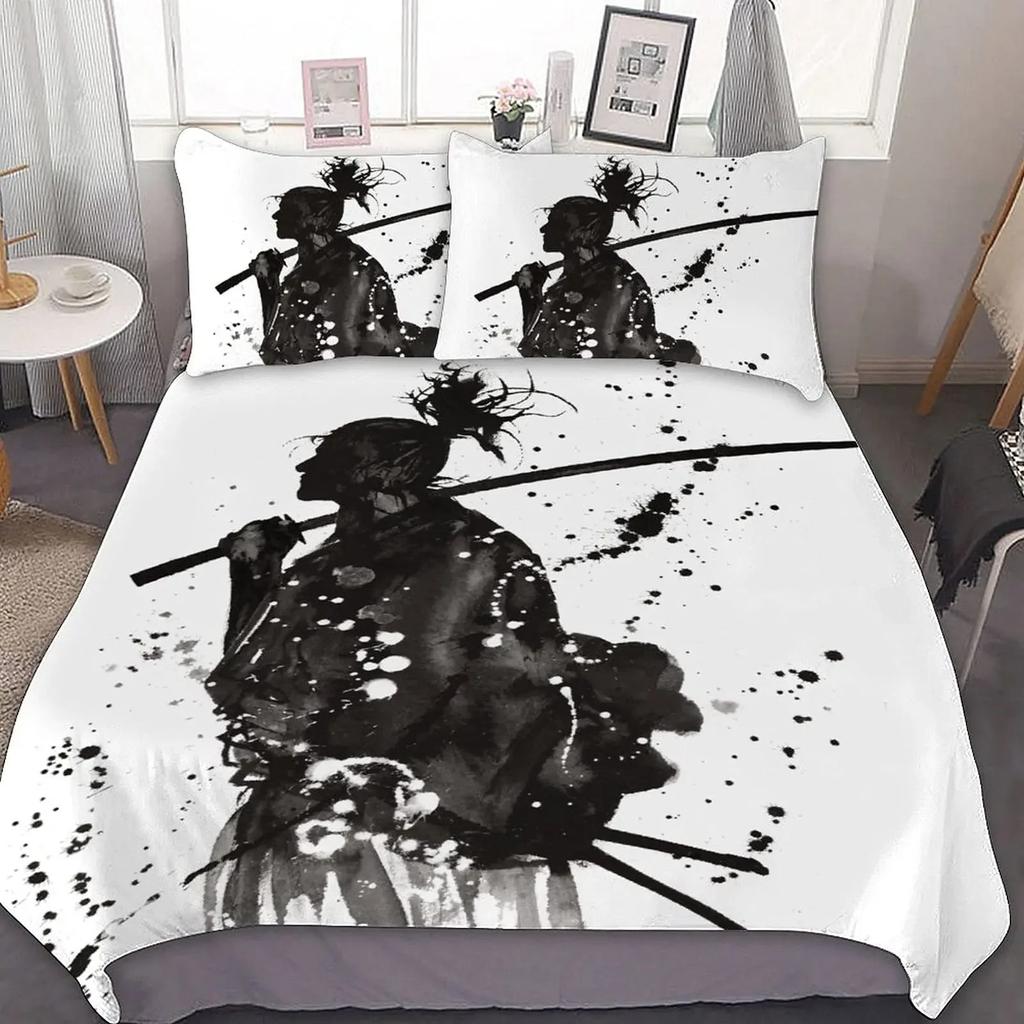 Tokyo Samurai King Queen Duvet Cover Japanese Style Bedding Set Asian Japanese Bushido Culture 3D Polyester Quilt Cover