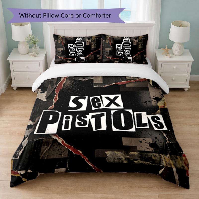 Sex Pistols Druck 3-teiliges Bettwäsche-Set Bettbezug mit zwei Kissenbezügen Weiche Bettwäsche für Haushalt Schlafzimmer