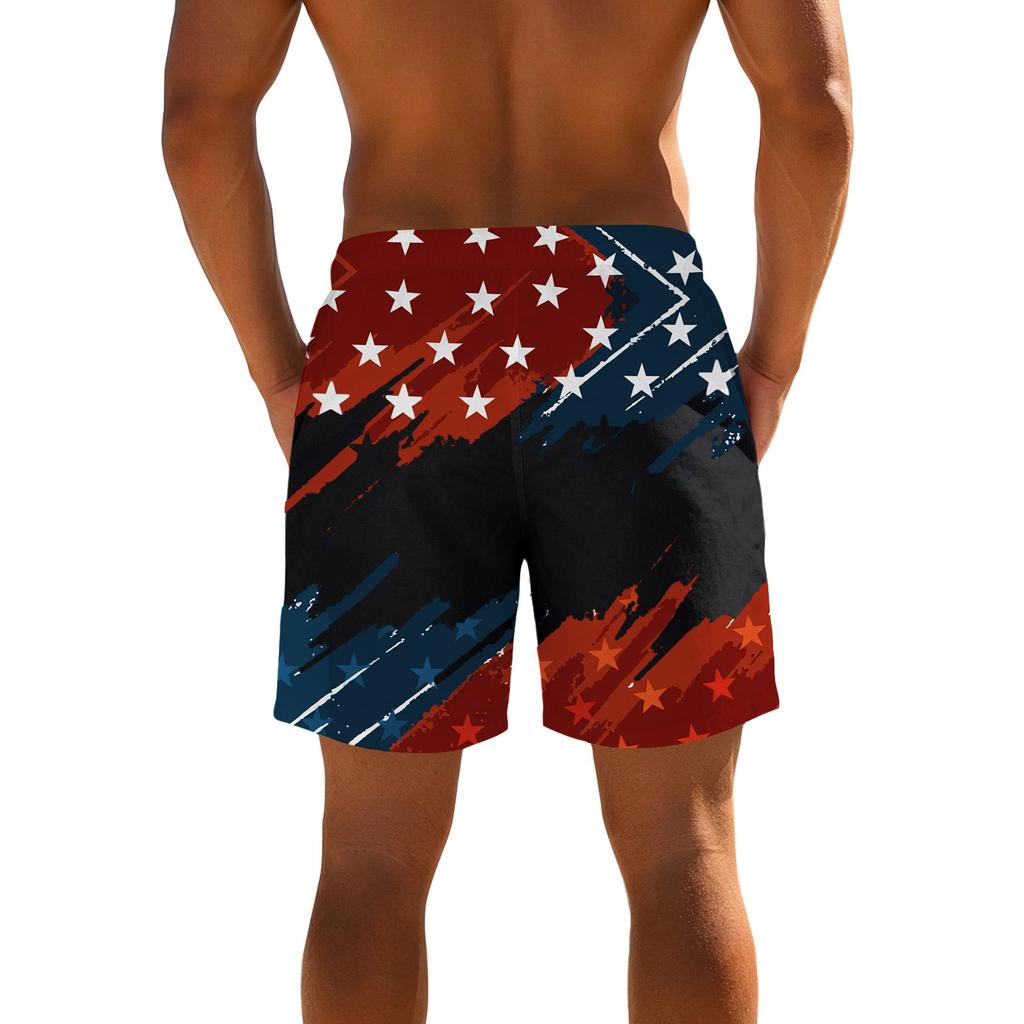 Men's Printed Casual Sports Shorts Drawstring Waist Relaxed Fit Lightweight Breathable Athletic Shorts for Everyday Wear