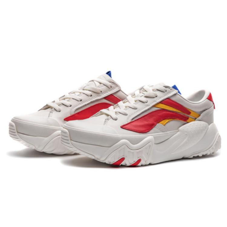Li Ning Wave Hbrd Cushioning Slip Resistant Abrasion Resistant Low Top Casual Shoes Women's Mist White AGCP378-4