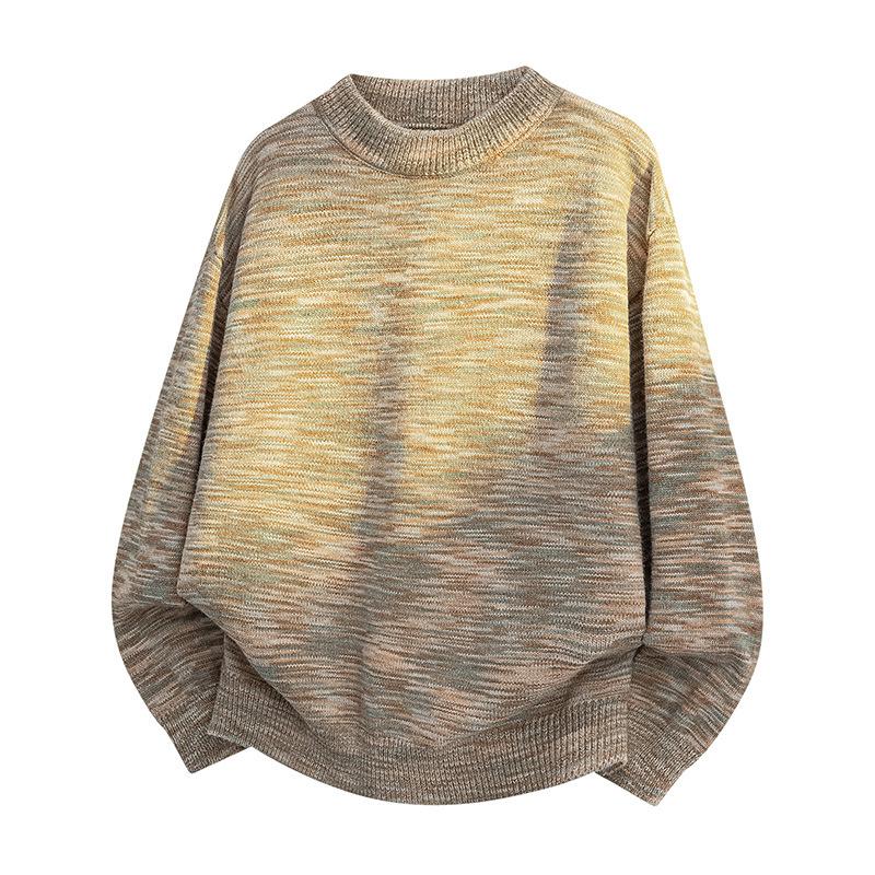 Pullovers Long Sleeves Unisex Sweater Paragraph Spring Autumn Gradient Colour Floral Patterned Round Neck Wool Jumper Bottoming Knit Sweater Tops