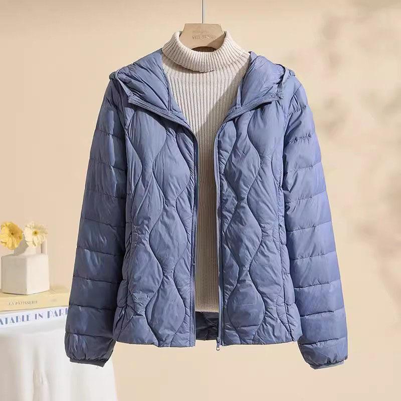 Plus Size Lightweight Women Down Jacket Hooded White Duck Down Warm Thin Coat Korean Style Puffer Jacket Woman JK-092