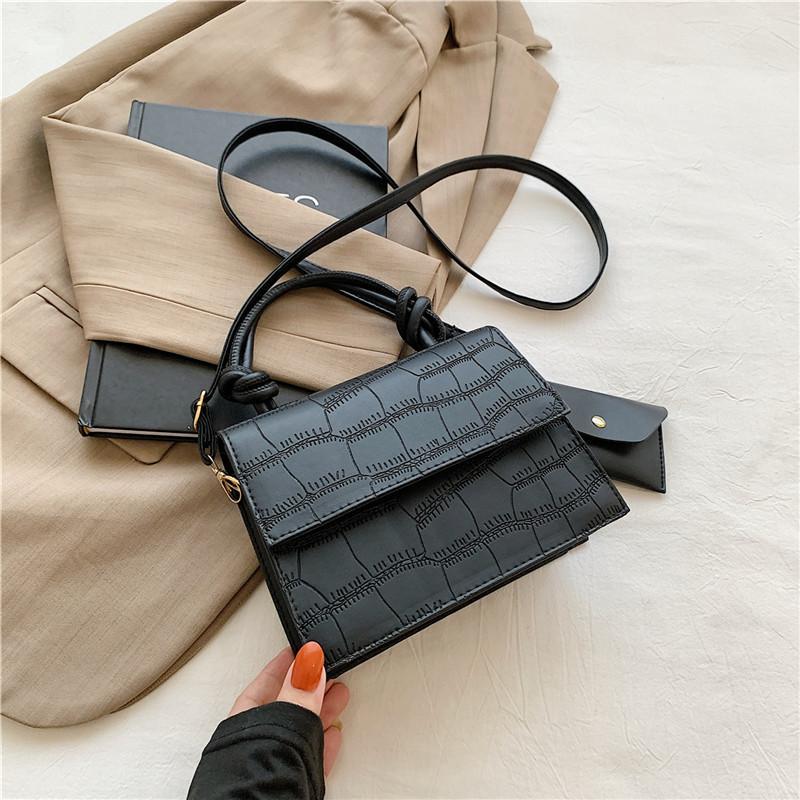 Trendy Small Square Bag Fashionable Korean Style Casual Crossbody Purse In Black And White