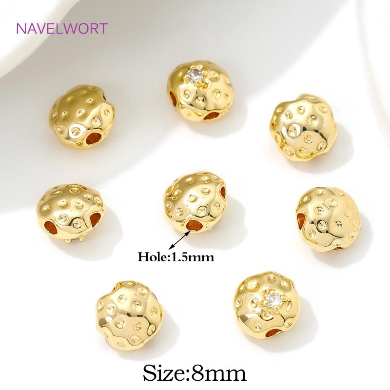

8mm 18K Gold Plated Brass Irregular Spacer Beads For Jewelry Making Supplies,Beads Separators,DIY Beading Jewelry Accessories 2 pieces