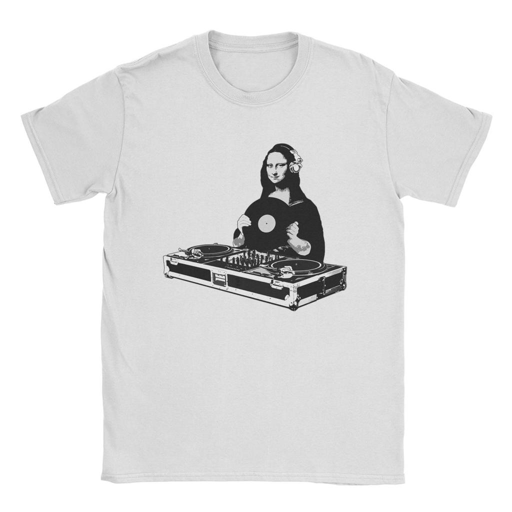 Pánské DJ Mona Lisa Tričko Čistá bavlna Oblečení Humor Krátký rukáv Kulatý výstřih Tričko Nápad na dárek Trička