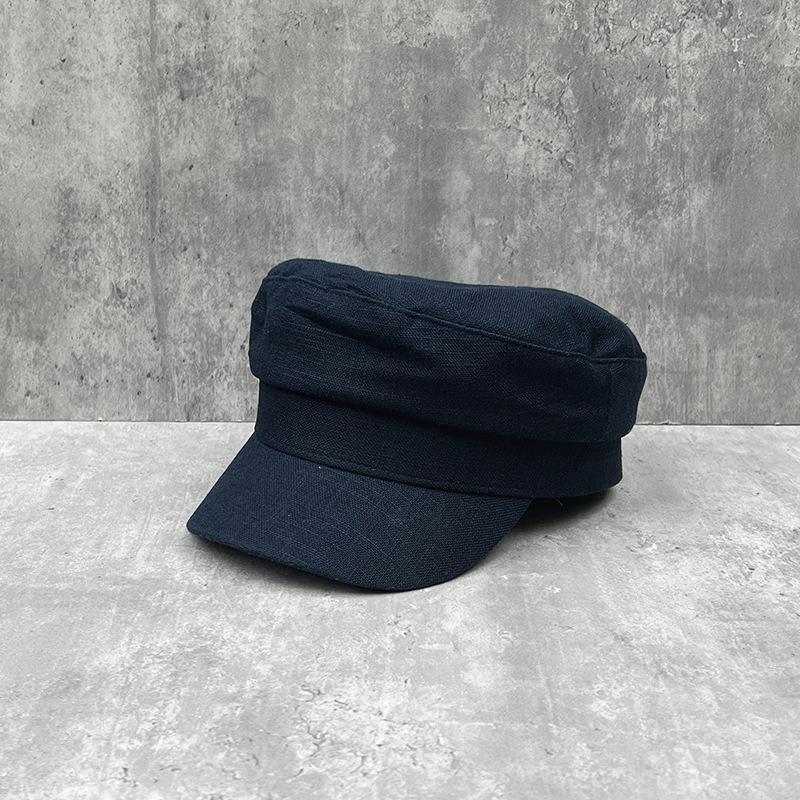 Simple, Light And Breathable Solid Color Linen Flat-Top Hat For Women'S Summer Casual Versatile Men'S And Women'S British High-Quality Sun Hat