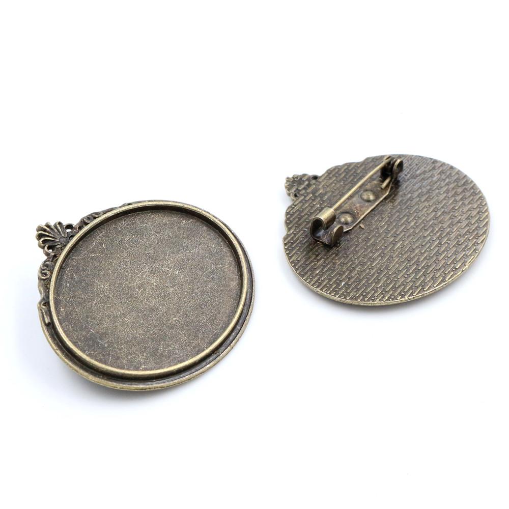 New Fashion 5pcs 30x40mm Inner Size Antique Silver Plated Gold Color Bronze Black Pin Brooch Simple Style Base Setting Pendant