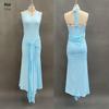 2026 European & American Spliced Ribbon Camisole Halterneck Slim Fit Long Dress