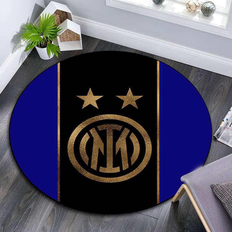Football Club Internazionale Milano Round Area Rug,Carpet Rug for Living Room Bedroom Sofa Playroom Decor,Non-slip Floor Mat