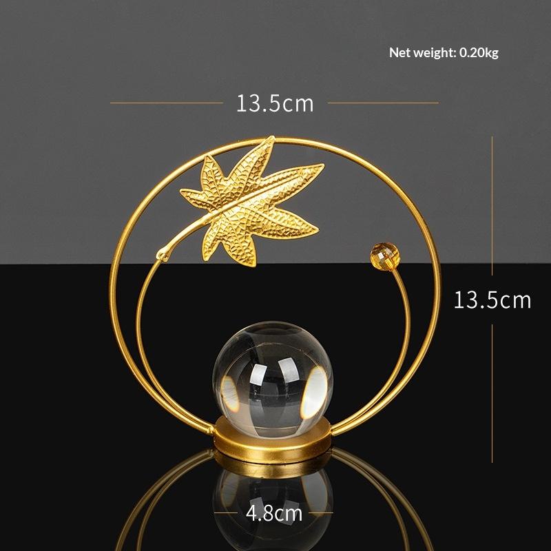 Fine Craftsmanship Leaf Ball Ornaments Non-slip Rust-proof Crystal Ball Table Decoration Vivid Details Artwork