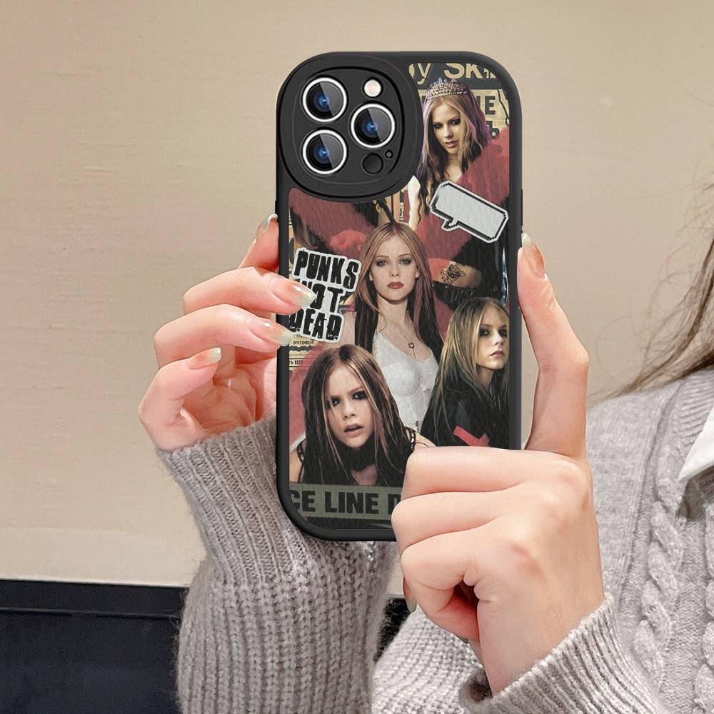 Avril Ramona Lavigne Leather Phone Case For IPhone 16 15 14 13 12 11 Pro Max Plus Shockproof Cover
