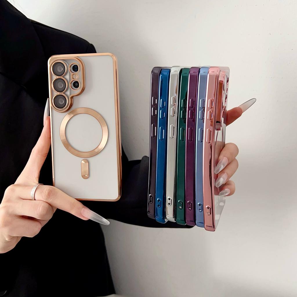 Luxury Soft Silicone Plating For Magsafe Magnetic Case For Samsung S26 S25 S24 S23 S22 S21 S20 FE Ultra Plus Note20 Clear Cover