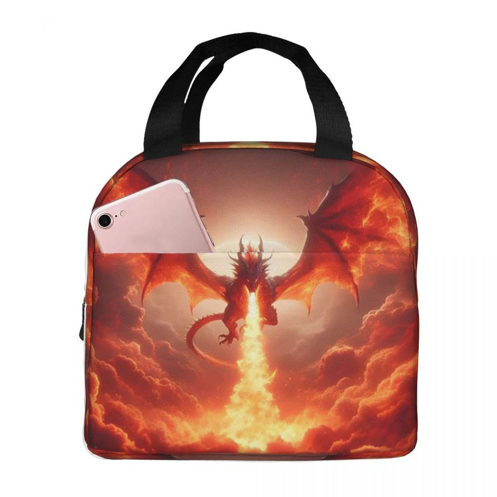 Dragon In The Fire Insulated Lunch Bag for Women Office Cooler Thermal Food Box Tote Portable Lunch Boxes Container