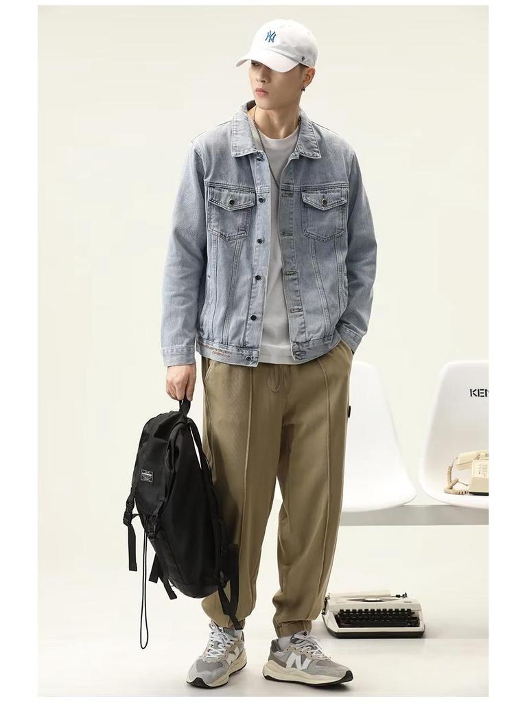 Pánská džínová bunda v korejském stylu - Jarní/podzimní trendy ležérní univerzální pro dospívající studenty