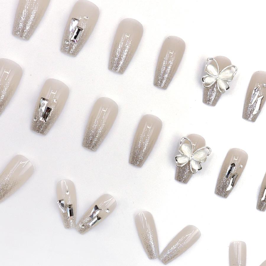 24dílné diamantové modely, flashové motýlkové nail art tablety, pokročilý smysl, temperament pohádkových baletních nehtů, niky nosící nehty