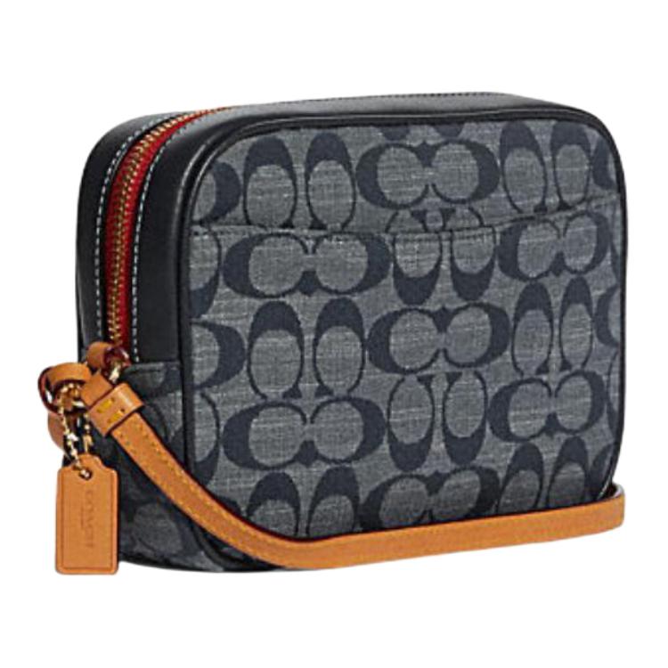 New COACH Camera Leather Camera Bags Shoulder Bag Crossbody Bag Small Size Women's Tannin Denim Blue C8666-IMDEI