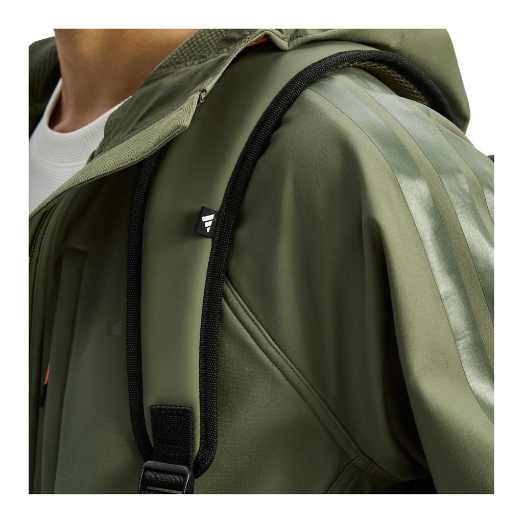 Adidas 22.6L Brand Logo Solid Color Minimalist Flap Sports Backpack PU Unisex Backpack Rock-Olive-Green IA7499