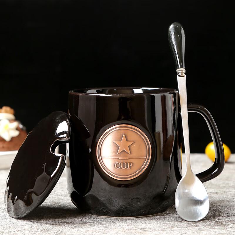 Junsisi MY Nordic Ceramic Coffee Mug with Lid & Spoon