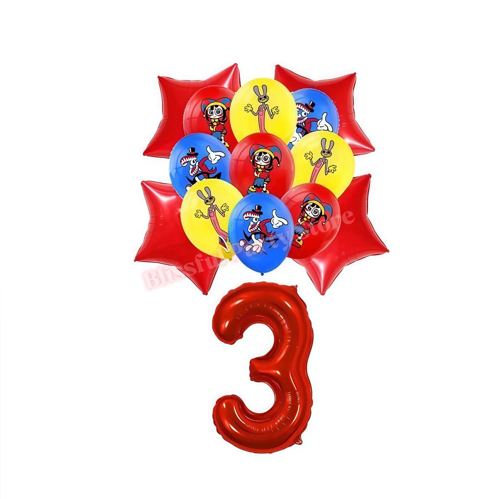 Amazing Digital Circuses Birthday Party Decoration Tableware Cup Plate Balloon Cake Topper Kids Event Supplies Baby Shower Favor
