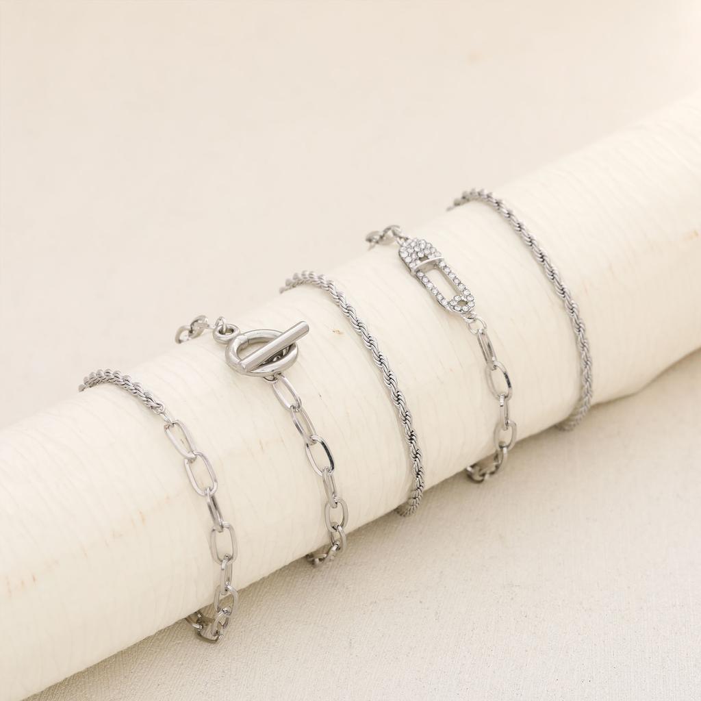 Jewelry, Fashion Personality Point Diamond Twist Chain 5-Piece Set Bracelet Jewelry