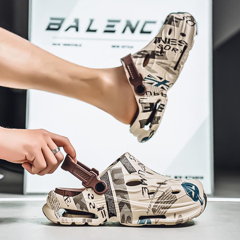 

South East Asia casual shoes hole shoes breathable versatile men platform comfortable travel foreign trade sandals beach shoes 45 бежевый