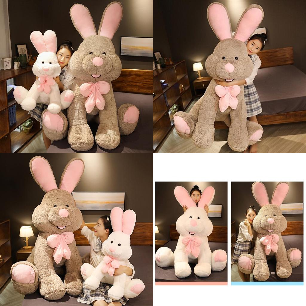 Cute Giant Plush Bunny Doll Soft Long Fur Stuffed Toy For Girls Cozy Sleep Pillow