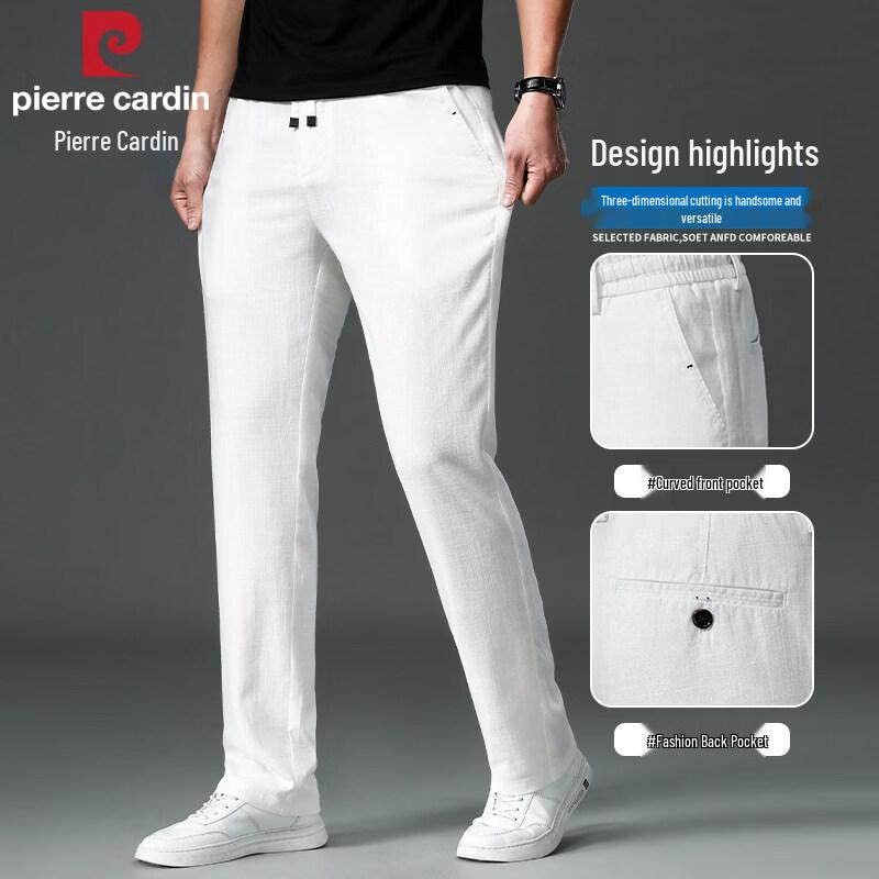 Pierre Cardin Men's Summer Linen Blend Cool-Feel Straight Casual Pants