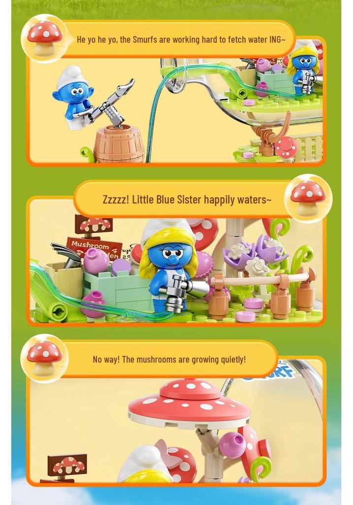 JAKI Jiaqi HK322 Smurfs Creative Message in a Bottle - Childhood Adventure Building Blocks Toy