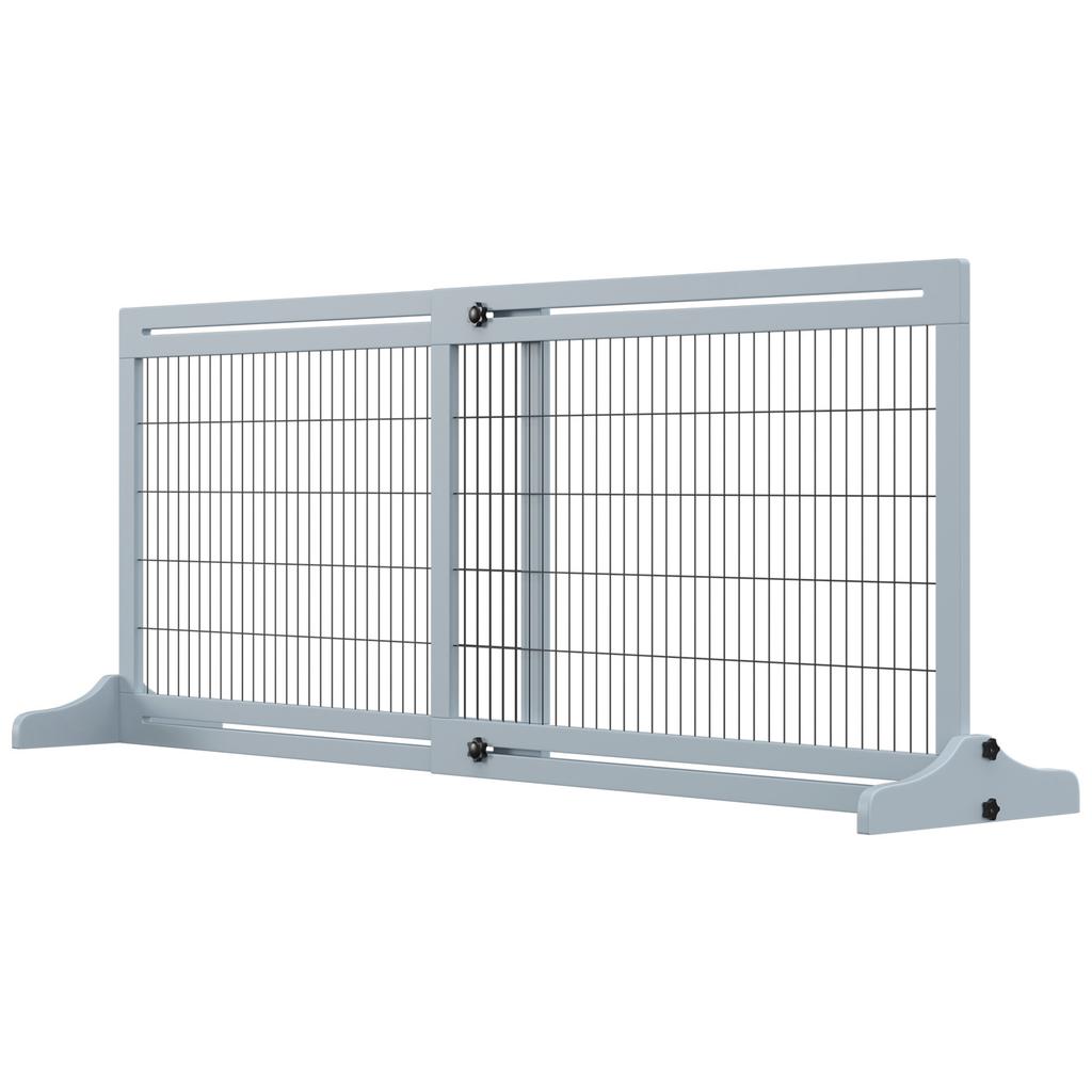 Freestanding Dog Gate, Foldable Pet Fence, Indoor Wood Barrier, Stair Gate with Support Feet, for Doorway, Hallway, Small and Medium Dogs