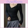 Minimalist Modale V Neck T Shirt For Women With Snake Bone Pattern For Autumn Winter Casual Wear