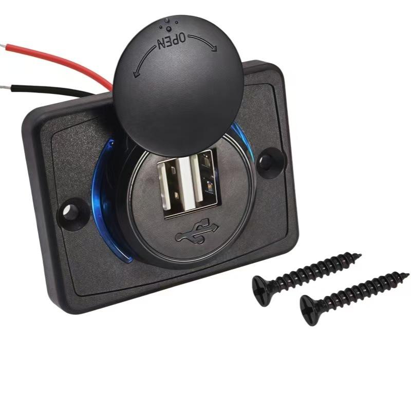 Waterproof Dual USB Charger Socket 3.1A Power Outlet Panel For Car Motorcycle Boat RV Wheelchair Vehicle Charging Parts