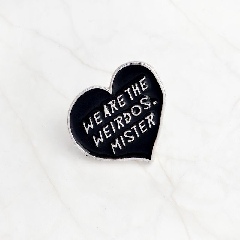 Custom Black Palm Heart Letter Brooch Pin