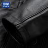 ROMON Men's Mid-Length Loose Fit Genuine Leather Jacket