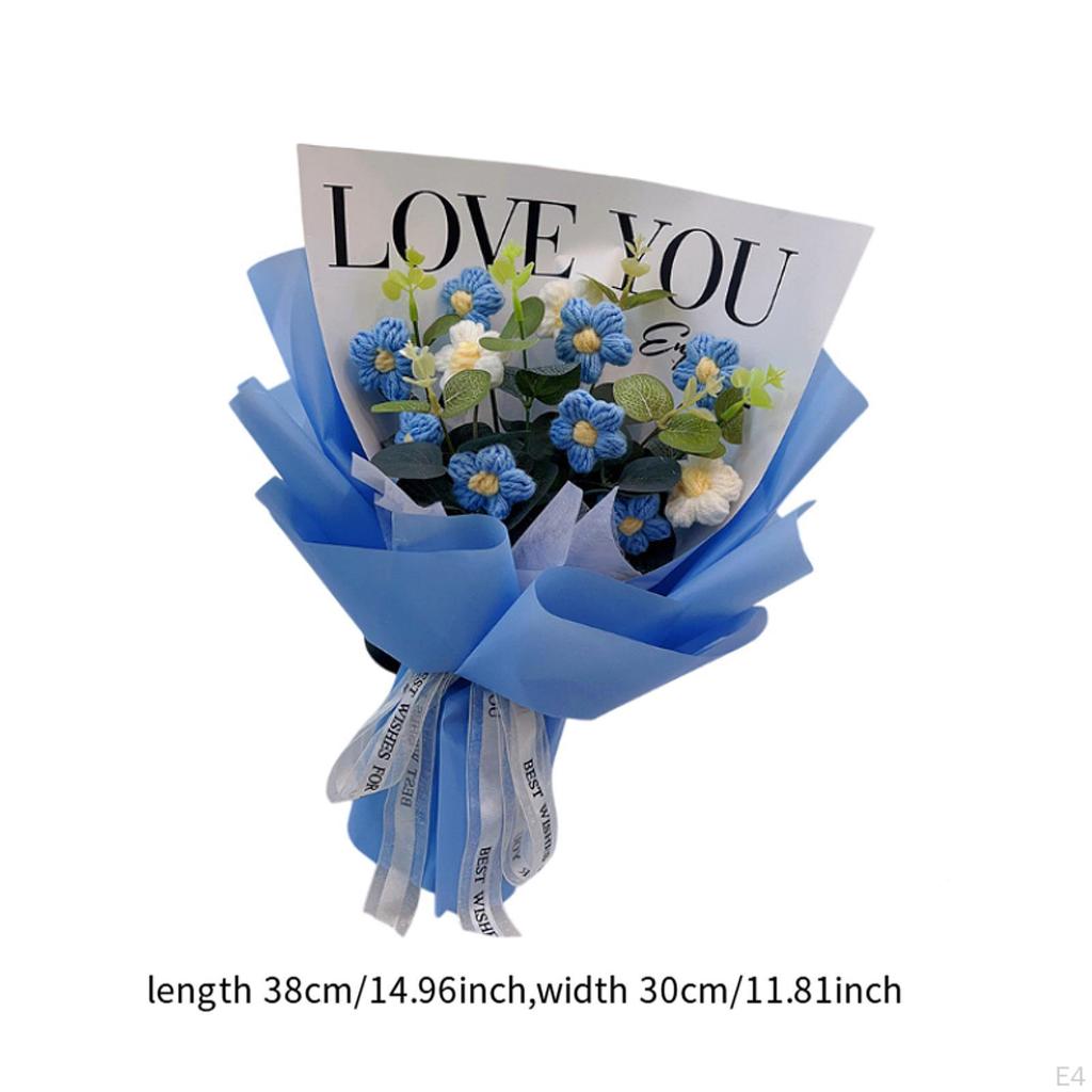 Artificial Flower Bouquet Crochet Design for Holiday Table Centerpiece Gift From Kids