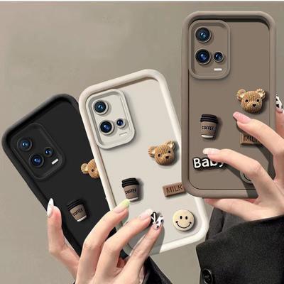 Niedliche INS 3D Bär Kaffee Silikonhülle für Huawei P40 Lite Y9a Y7p Y6p Y5p Honor 50 50se X40i X50 5G Nova y61 Stoßfeste Hülle
