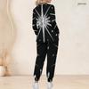 Women Plus Size Black Green Gold Printed Scrub Set V Neck Long Sleeve Pocket Top And Long Pants