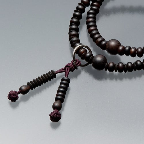 Buddhist Altar Shop Takita Shoten Specialty Bracelet Prayer Beads, 108 Beads, Jodo Sect, Striped Ebony (Matte Polished) Formal Prayer Beads Bracelet