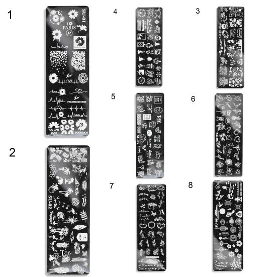 Nagelstämpelplattor Mänskligt Ansikte Flera Bilder Manikyrtillbehör Rostfritt Stål Stämplingsplatta