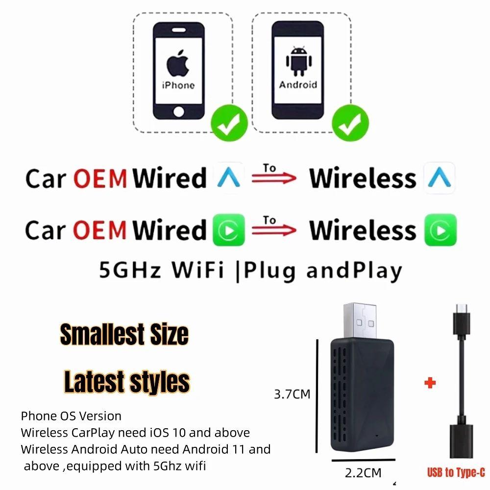 

НОВЫЙ 2-в-1 беспроводной CarPlay Android Auto беспроводной адаптер Smart USB Dongle Mini Box Plug And Play WiFi Fast Connect