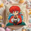 Cartoon R-Ranma1 2 Cushion Cover Short Plush Double-Sided Printing Home Machine Washable In Warm Winter Pillow Case
