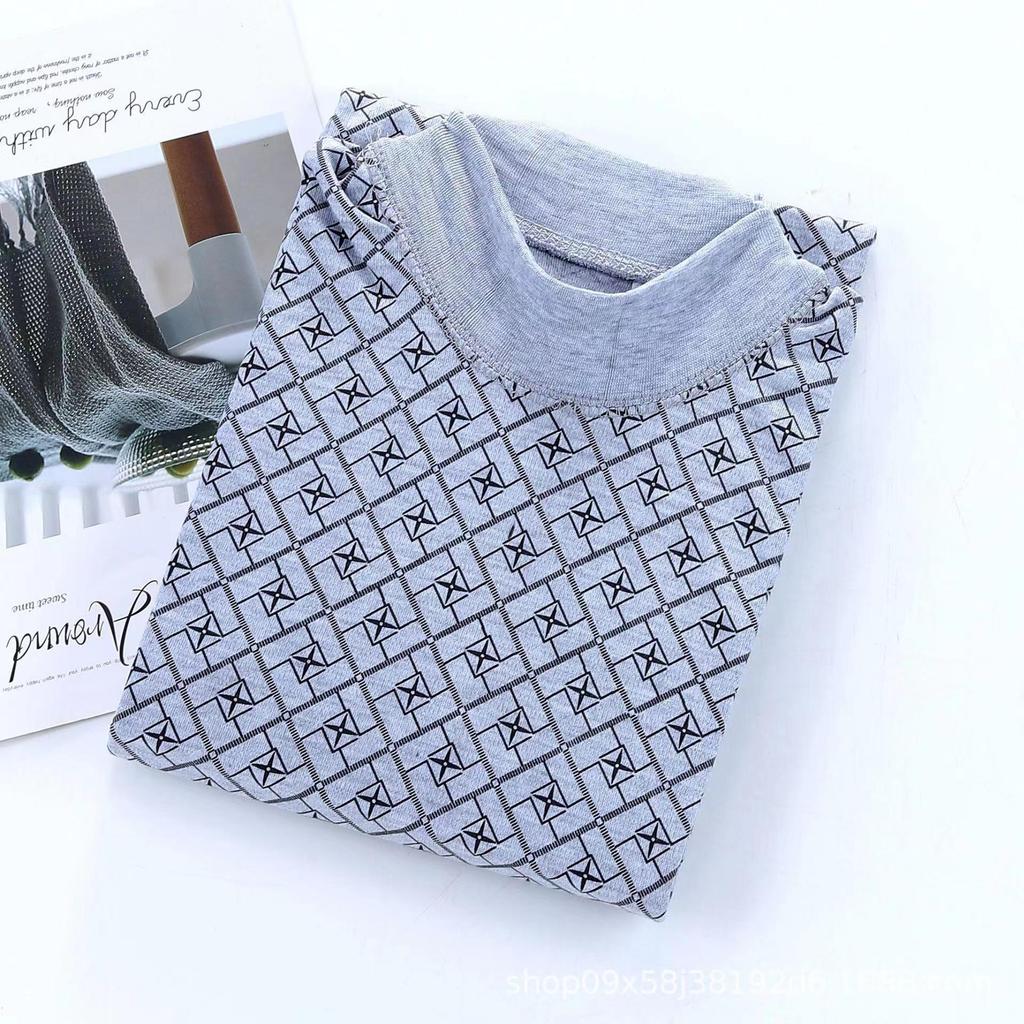 Men's Large Size Autumn Print Thermal Suit for Middle-Aged and Elderly: Loose Fit Outfit with Top and Bottom