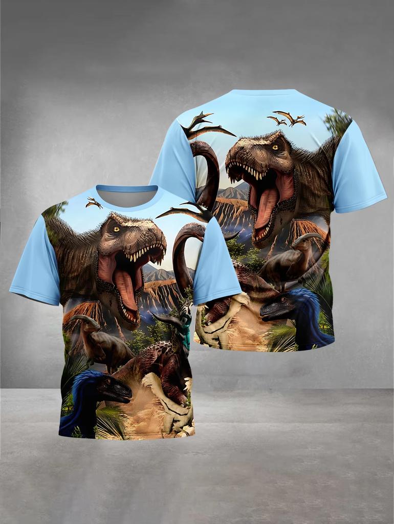 Children's Clothing Boys Girls 3D Printed Dinosaur T-Shirt Summer Short Sleeve Boy Clothes Casual Children Top Kids Clothing