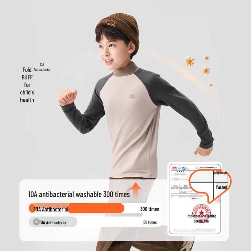 Zuoxi Boys' Color-Block Anti-Static D-Velvet Mock Neck Thermal Tee