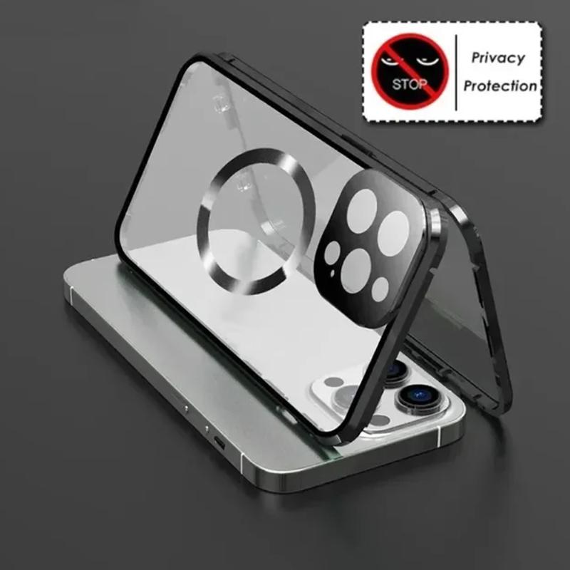 Funda Magnética Metálica Anti Miradas Indiscretas de Privacidad Para iPhone 17 16e 15 14 13 12Pro Max Funda Magsafe Protección 360 Funda de Teléfono a Prueba de Golpes