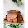 Vintage Goat leather satchel shoulder bag for camera Handmade leather Brown Bag ( Free Gift Backpack leather Brown Bag Size - 10 x 13 in )